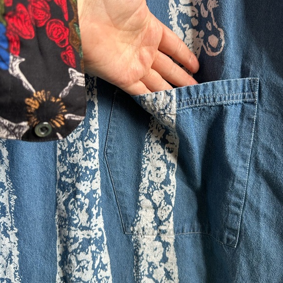 Vintage Blue Denim Shift Dress with Handprinted Giraffes Plus Size 1x - Picture 3 of 9